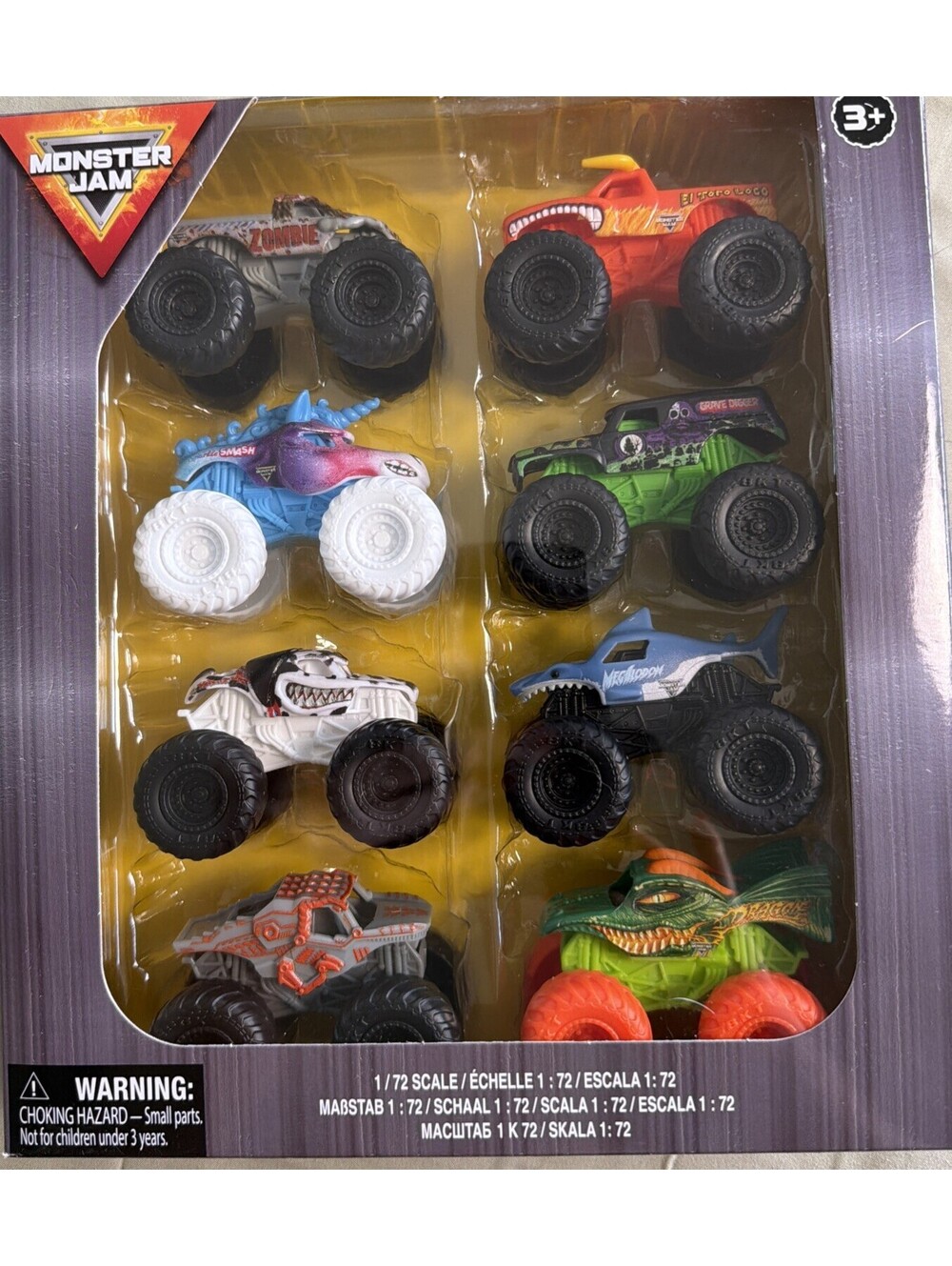 NEW Monster Jam 8-Pack Mini Monster Truck Toys ~ Cake Toppers 1:72 Scale